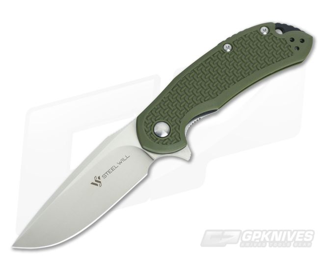 Steel Will Cutjack D2 Flipper OD Green FRN Liner Lock C22-1OD - SW-C22-1OD