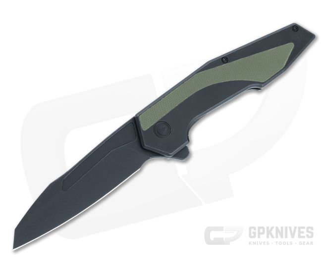 CIVIVI Hypersonic Flipper Black Steel Frame Lock with Green G10 Inlay Black Stonewash Blade C22011-1 - CV-C22011-1