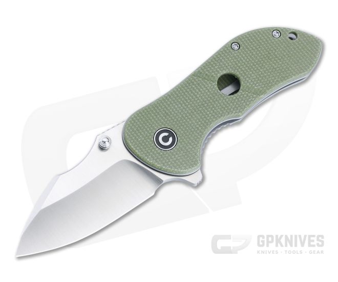 CIVIVI Gordo Liner Lock Flipper Olive Green Micarta Handles Satin D2 Drop Point Blade C22018C-2 - CV-C22018C-2