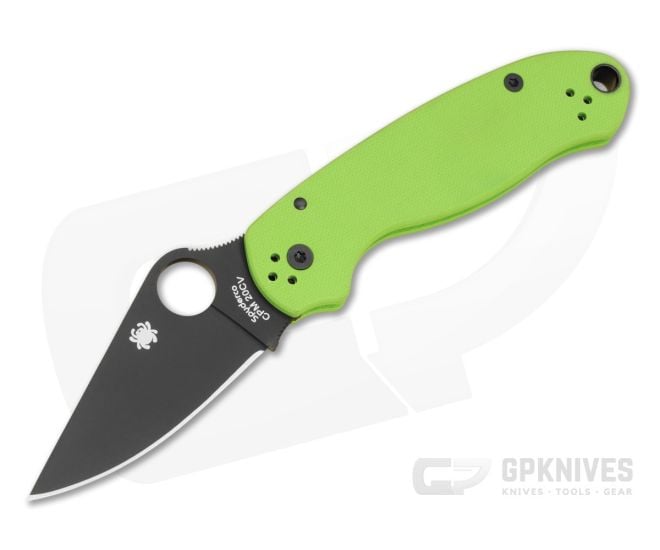Spyderco Para 3 Neon Green G10 Black DLC CPM-20CV Folding Knife (2.93") Pre-Owned C223GPNGRBK - SP-C223GPNGRBK
