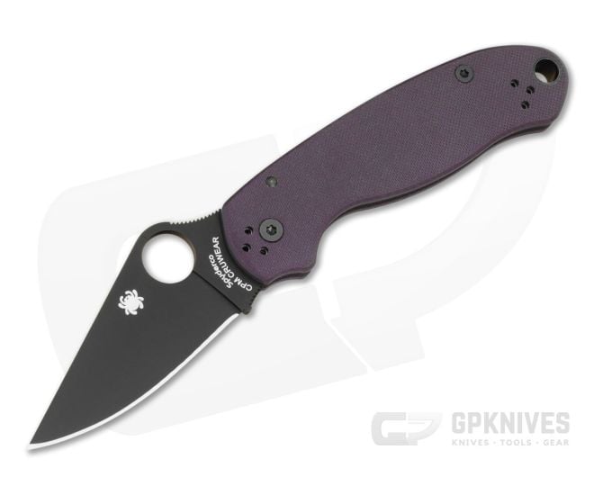 Spyderco Para 3 Purple G10 Black DLC CPM CruWear Folding Knife (2.93") Pre-Owned C223GPPRBK - SP-C223GPPRBK