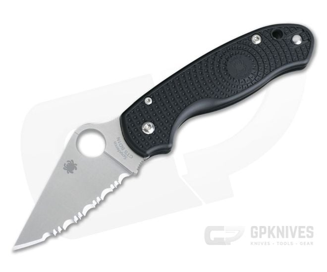 Spyderco Para 3 Lightweight Black FRN BD1N Satin Serrated Edge C223SBK - SP-C223SBK