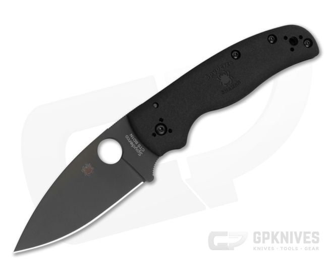 Spyderco Shaman Lightweight Black DLC CTS-BD1N Leaf-Shaped Drop Point Plain Edge Folding Knife (3.58") C229PBBK - SP-C229PBBK