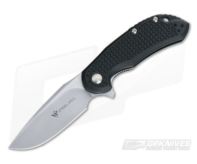 Steel Will Cutjack Mini Black FRN Flipper Satin D2 C22M-1BK - SW-C22M-1BK