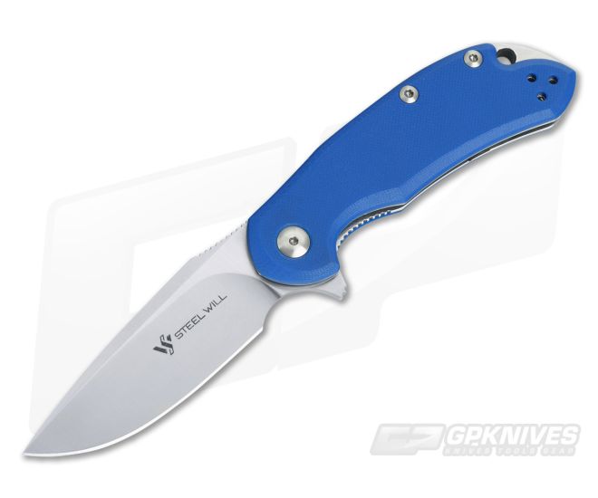 Steel Will Cutjack Mini M390 Flipper Blue G10 Liner Lock C22M-2BL - SW-C22M-2BL