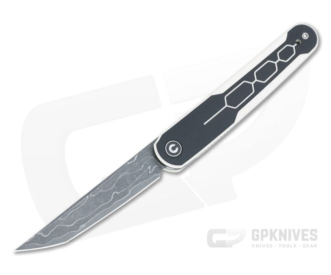 Civivi KwaiQ Liner Lock Ivory (White)/Black G10 Top Flipper Damascus Knife C23015-DS1 - CV-C23015-DS1