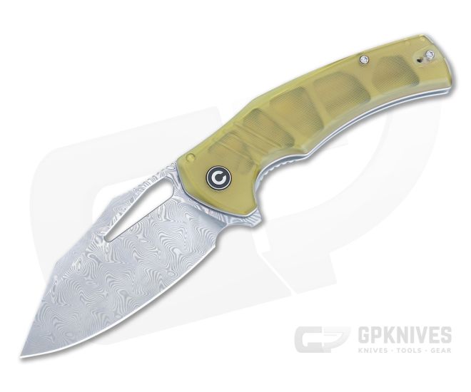 Civivi BullTusk Flipper Polished Ultem Damascus Blade C23017-DS1 - CV-C23017-DS1