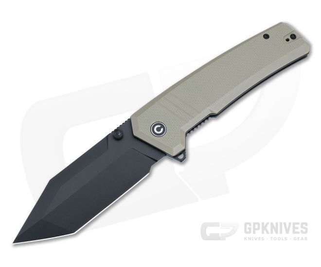 CIVIVI Bhaltair Liner Lock Flipper Textured Tan G10 Black 14C28N Tanto Blade C23024-2 - CV-C23024-2