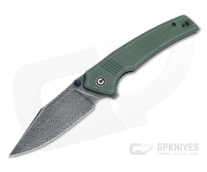 CIVIVI Tranquil Green Micarta Damascus Clip Point Flipper C23027-DS1 - CV-C23027-DS1