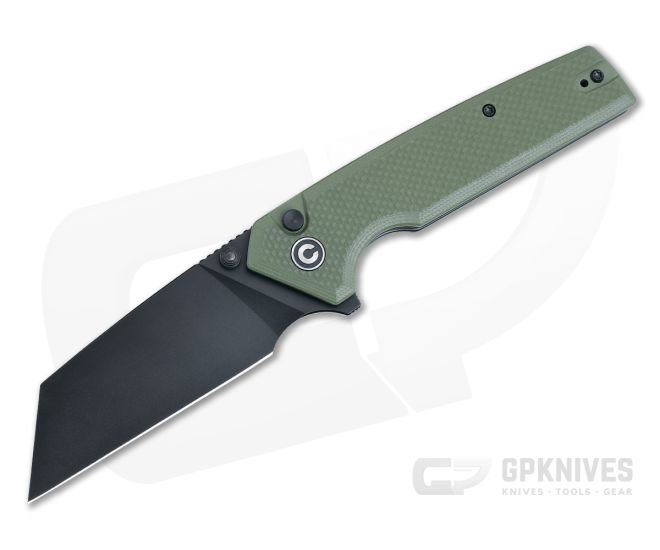 CIVIVI Amirite Thumb Stud + Button Lock Flipper OD Green G10 Nitro-V Black Blade C23028-3 - CV-C23028-3