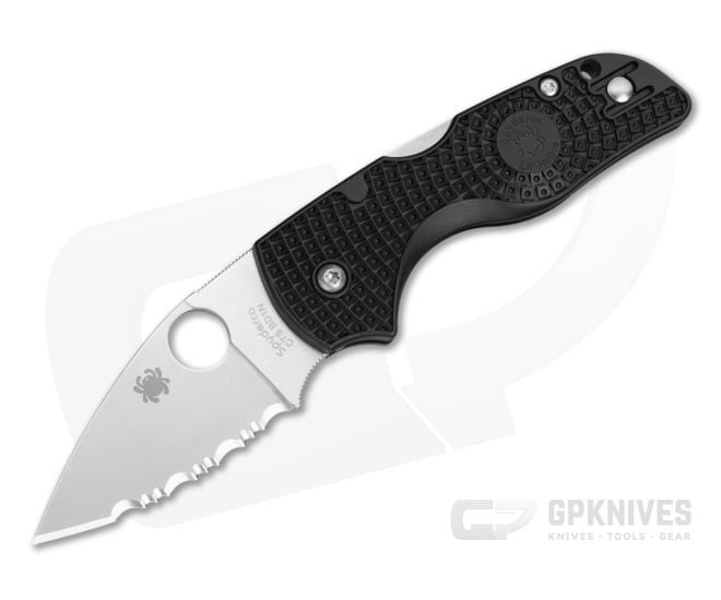 Spyderco Lil' Native Lightweight Black FRN CTS-BD1N Satin Serrated Folding Knife (2.42") C230SBK - SP-C230SBK