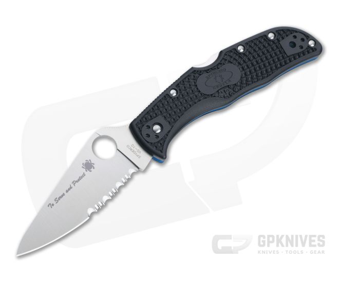 Spyderco Endela Thin Blue Line Partially Serrated VG10 FRN Folder C243FPSBKBL - SP-C243FPSBKBL
