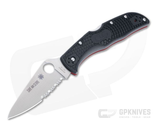 Spyderco Endela Thin Red Line Partially Serrated VG10 FRN Folder C243FPSBKRD - SP-C243FPSBKRD