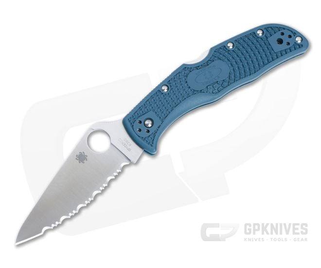 Spyderco Endela Serrated Satin K390 Dark Cyan Blue FRN Folder C243FSK390 - SP-C243FSK390
