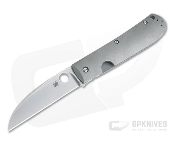 Spyderco Slysz Swayback Stonewashed CTS-XHP Titanium Frame Lock Folder C249TIP - SP-C249TIP