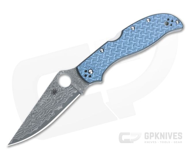 Spyderco Stretch 2 XL Blue Nishijin Damascus Sprint Run C258GFBLP - SP-C258GFBLP