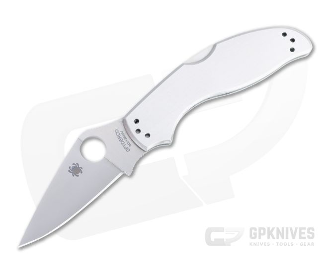 Spyderco UpTern Satin Plain Edge Stainless Steel Back Lock Folder C261P - SP-C261P