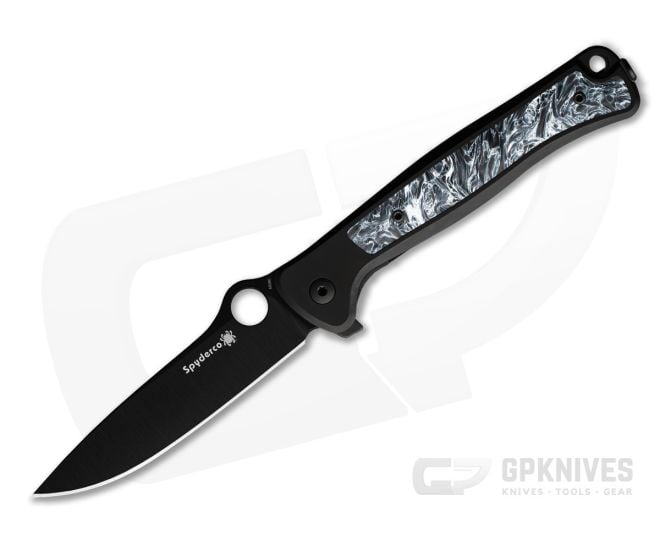 Spyderco Slym Black WCC M390 Dark Matter Polar FatCarbon Titanium Frame Lock Knife (3.42" Blade) C271TIBKPBK - SP-C271TIBKPBK