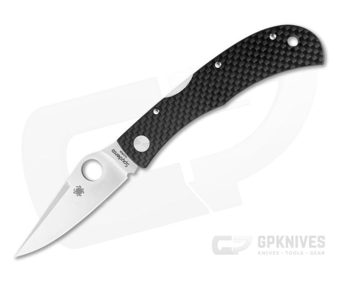Spyderco Jess Horn Carbon Fiber CRU-WEAR Satin Spear Point Lockback Folding Knife (3.12" Blade) C38CFP - SP-C38CFP