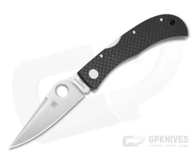 Spyderco Jess Horn Carbon Fiber CRU-WEAR Satin Spear Point Lockback Folding Knife (3.19" Blade) C38CFP - SP-C38CFP