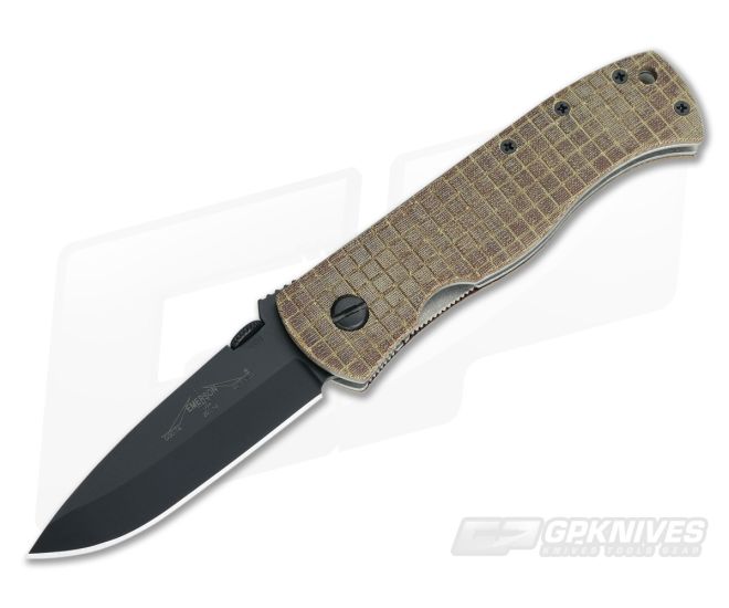 Emerson CQC-7A Black No Wave with Custom Natural Micarta Grid Scales - EM-C7A-BT-ST-003