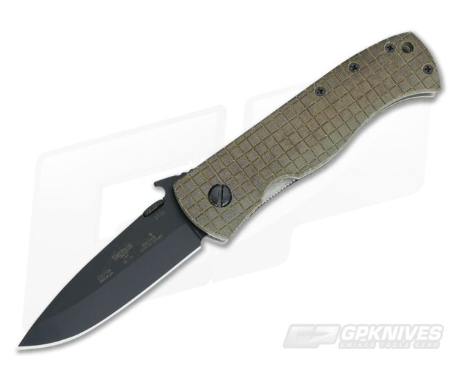 Emerson CQC-7AW Black with Custom Green Micarta Grid Scales - EM-C7AW-BT-ST-003