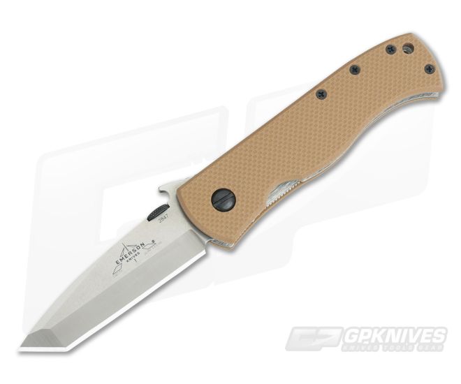 Emerson Tan CQC-7V Stonewash Waved Tanto Standoffs - EM-C7VW-SF-ST