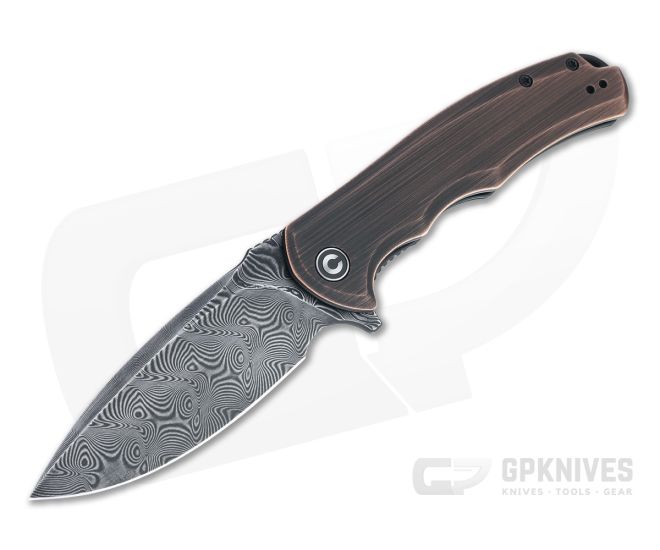 CIVIVI Praxis Black Hand Rubbed Damascus and Copper Liner Lock Flipper C803DS-3 - CV-C803DS-3