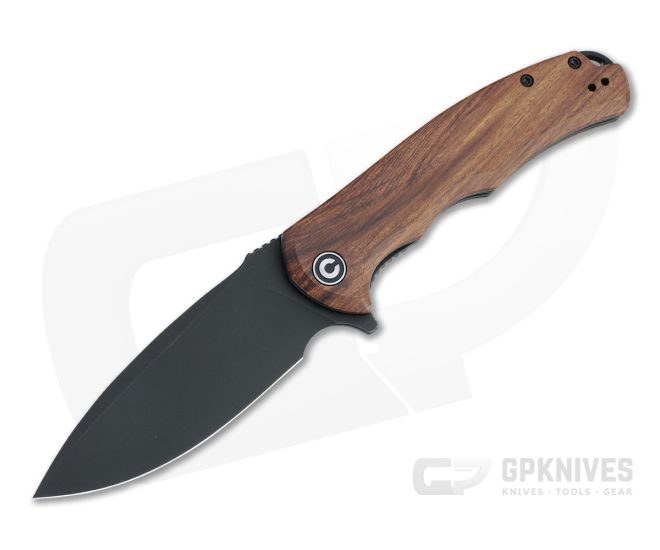 CIVIVI Praxis Black Stonewashed 9Cr18MoV Cuibourtia Wood Flipper C803H - CV-C803H