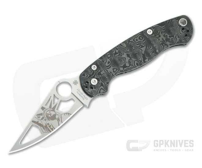 Spyderco Para Military 2 Statue of Liberty Black Dunes FatCarbon - SP-C81CFSPY27P2