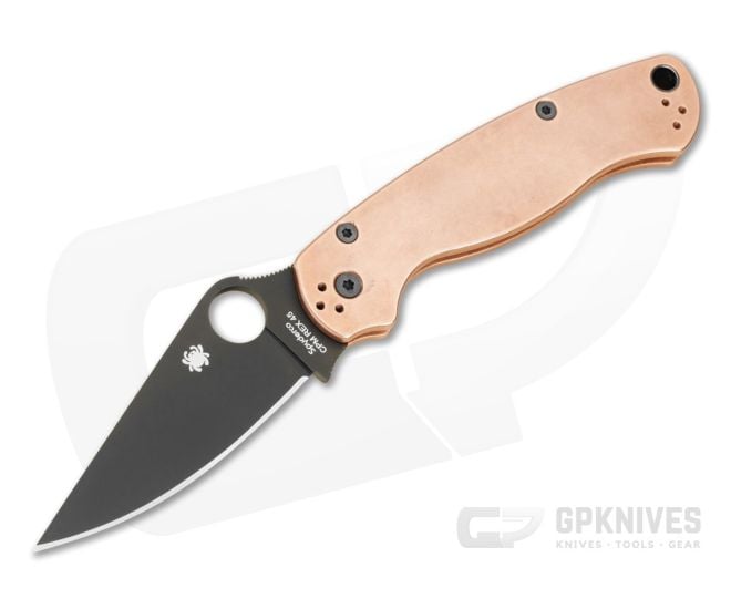 Spyderco Para Military 2 Copper Black DLC CPM REX 45 Folding Knife (3.45") Pre-Owned C81CUPBK2 - SP-C81CUPBK2