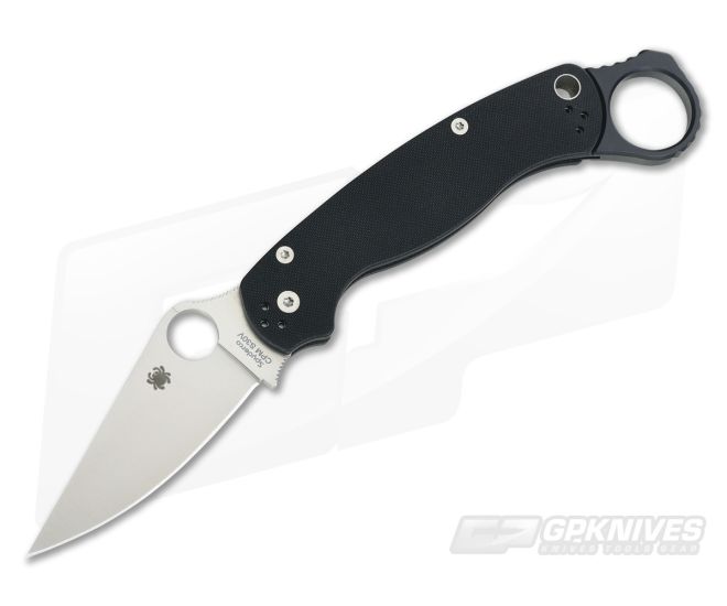 Spyderco ParaMilitary 2 Black G10 Satin Plain Edge w/Signet Ring - SP-C81GP2-SRPM2