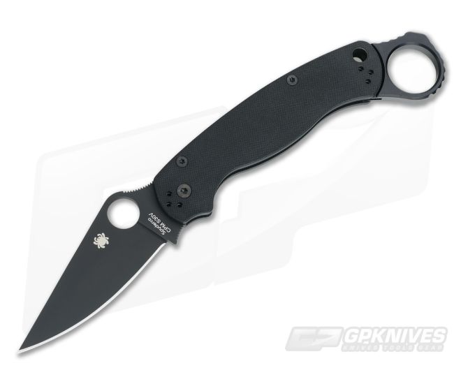 Spyderco ParaMilitary 2 Black G10 Black Plain Edge w/Signet Ring - SP-C81GPBK2-SRPM2