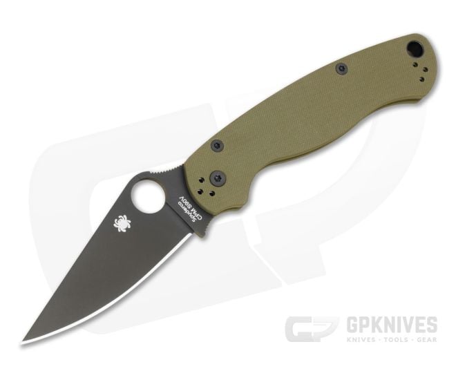 Spyderco Para Military 2 OD Green G10 Black CPM-S90V Folding Knife (3.45") Pre-Owned C81GPODBK2 - SP-C81GPODBK2