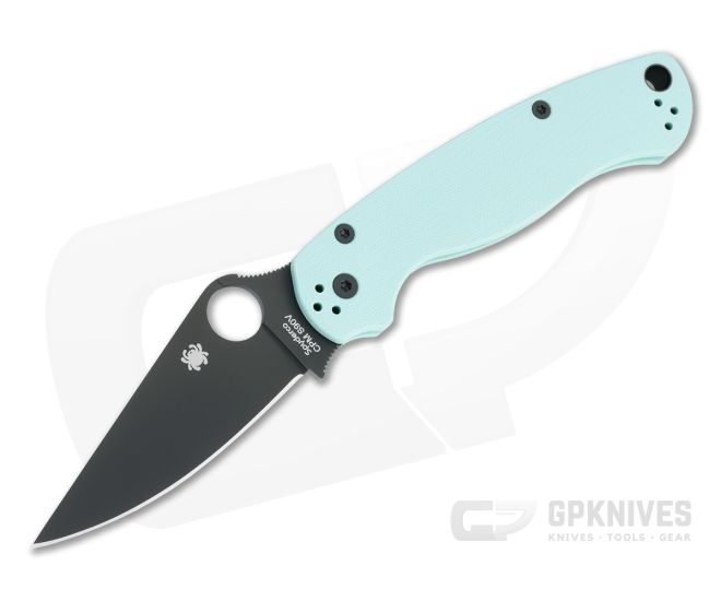 Spyderco ParaMilitary 2 Limited Black DLC S90V Teal G10 Folding Knife C81GPTLBK2 - SP-C81GPTLBK2