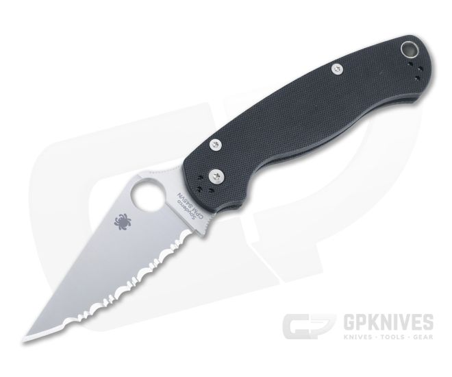 Spyderco ParaMilitary 2 Satin Fully Serrated S45VN Black G10 CQI Compression Lock Folder - SP-C81GS2