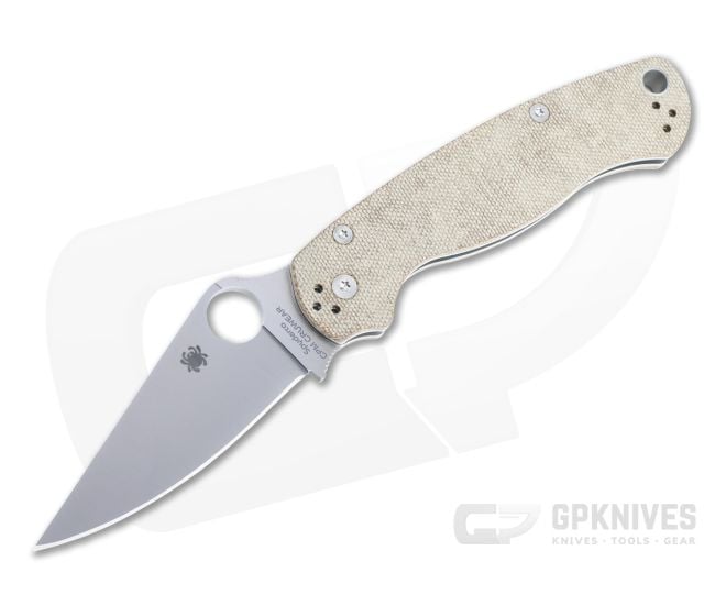 Spyderco Para Military 2 Plain Cruwear Brown Canvas Micarta Folder C81MPCW2 - SP-C81MPCW2