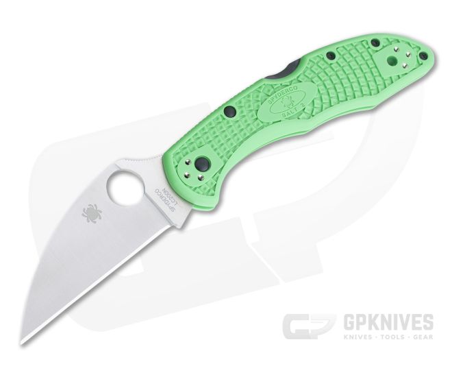 Spyderco Salt 2 Wharncliffe Flat Ground Plain LC200N Green FRN Folder C88FPWCGR2 - SP-C88FPWCGR2