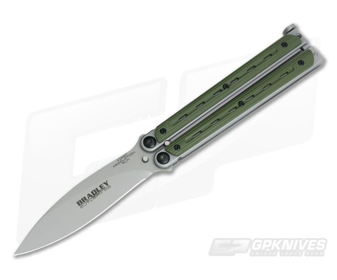 Bradley Cutlery Kimura Balisong Spear Point 154CM OD Green G10 Butterfly Knife BCC901 - BC-C901