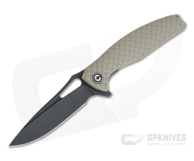 CIVIVI Wyvern Black Stonewashed D2 Tan Scale FRN Liner Lock Flipper C902F - CV-C902F