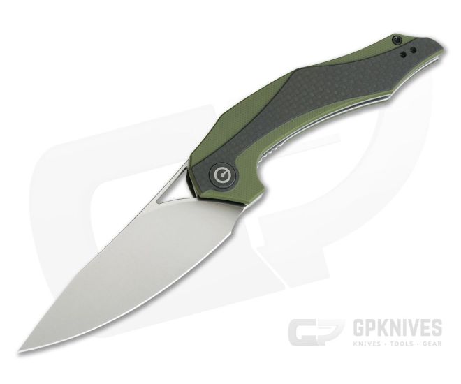 CIVIVI Plethiros Isham Green G10 & Carbon Fiber Satin D2 Liner Lock Flipper C904B - CV-C904B