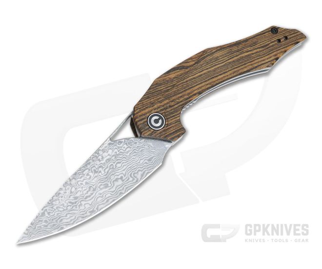 CIVIVI Plethiros Isham Golden Sandalwood Damascus Liner Lock Flipper C904DS-2 - CV-C904DS-2