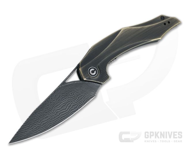 CIVIVI Plethiros Isham Black Brass Damascus Liner Lock Flipper C904DS-3 - CV-C904DS-3