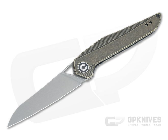 CIVIVI Mckenna Isham Brass Gray Stonewashed 154CM Liner Lock Top Flipper C905D - CV-C905D