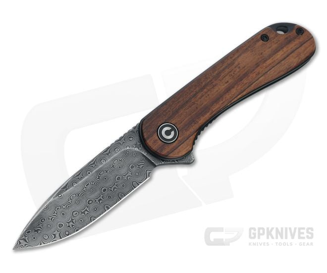CIVIVI Elementum Black Damascus Cuibourtia Wood Liner Lock Flipper C907DS-2 - CV-C907DS-2