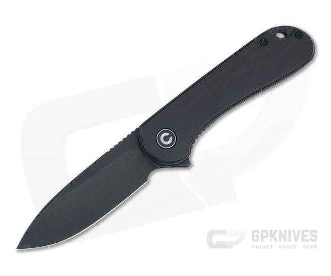 CIVIVI Elementum Black Ebony Wood Black Stonewashed D2 Liner Lock Flipper C907W - CV-C907W