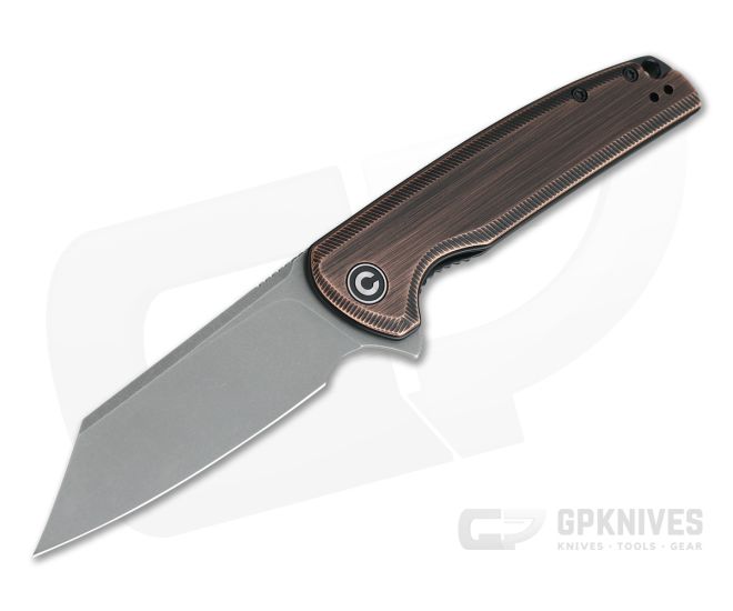 CIVIVI Brigand Stonewashed 154CM Black Hand Rubbed Copper Liner Lock Flipper C909D - CV-C909D