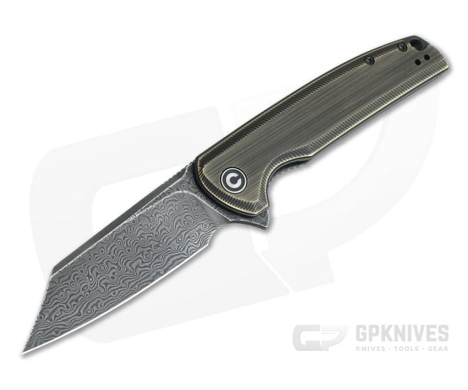 CIVIVI Brigand Damascus Black Hand Rubbed Brass Liner Lock Flipper C909DS-2 - CV-C909DS-2