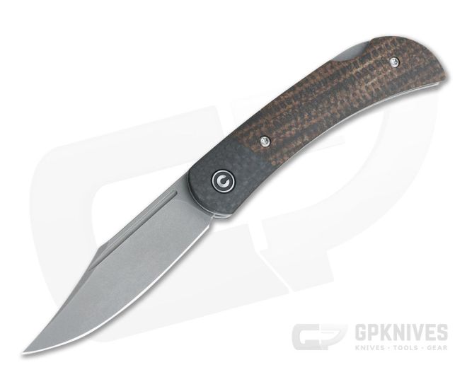 CIVIVI Rustic Gent C914E Dark Brown Matrix Micarta Gray Stonewashed D2 Back Lock Folder - CV-C914E
