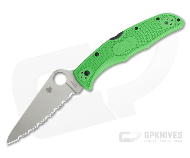 Spyderco Pacific Salt 2 Serrated Satin FFG LC200N Green FRN Lightweight Folder C91FSGR2 - SP-C91FSGR2